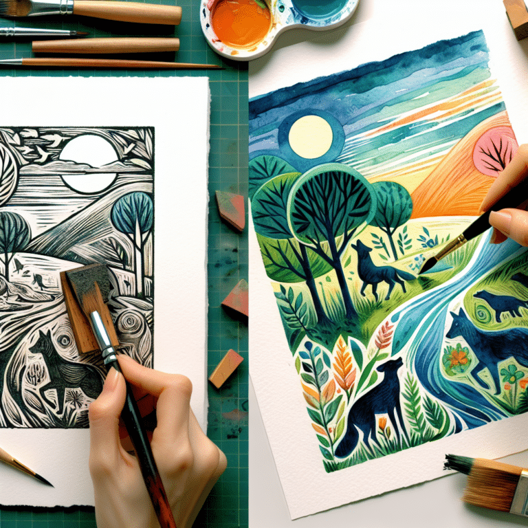 Mixing Media: Combining Linocut with Watercolor Techniques