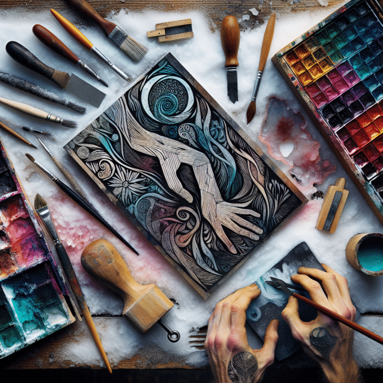 Combining Linocut with Watercolor Techniques