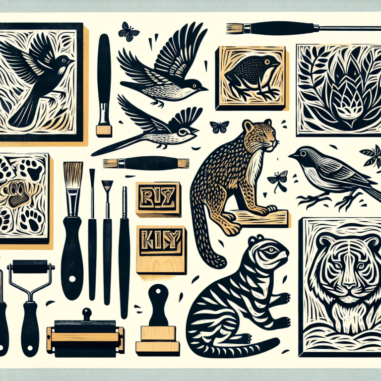 Easy animal-themed linocut print projects